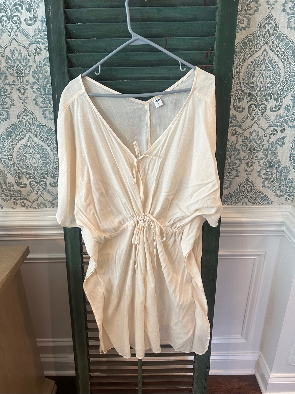 Old Navy Cream Lightweight Drawstring Tunic Swim Coverup